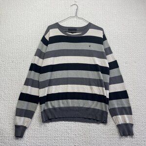 Y2K Hurley Mens Pullover Sweatshirt Long Sleeve Striped Men Sz M Surf Read